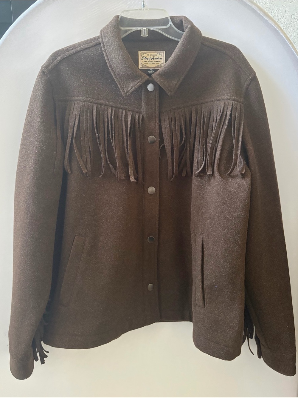 Flag & Anthem Arley Fringer Solid Jacket Chocolate XL